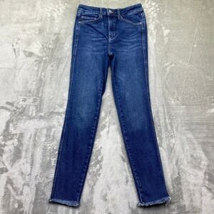 We The Free Women Blue Denim Frayed Hem High Rise‎ Skinny Jeans Sz 28 Fits 25"